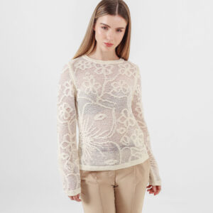 Sweater textura flor cuello redondo manga larga