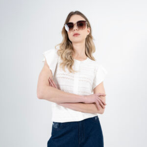 Sweater cuello redondo manga corta bolero con botones