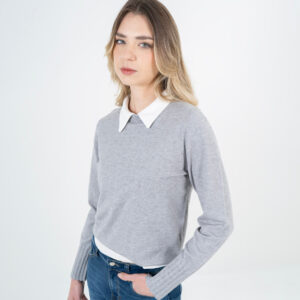 Sweater textura pepas cuello redondo manga larga