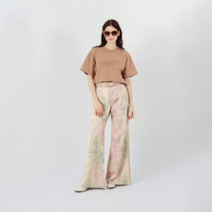 Jean Tye Dye bota flare tiro alto
