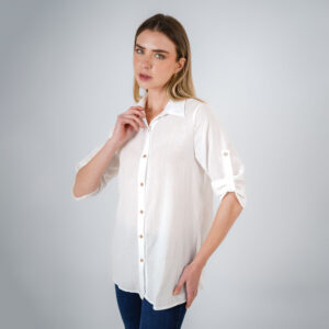 Blusa Cuello Camisero Manga 3/Cuartos