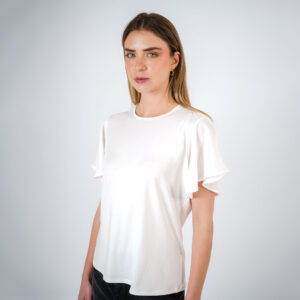 Camiseta cuello redondo manga bolero corta