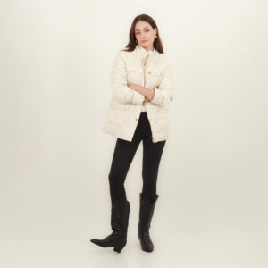 Chaqueta larga acolchada con ajuste en cintura