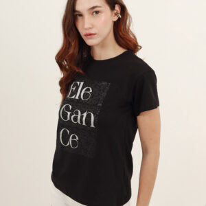 Camiseta cuello redondo manga corta con estampado Elegance
