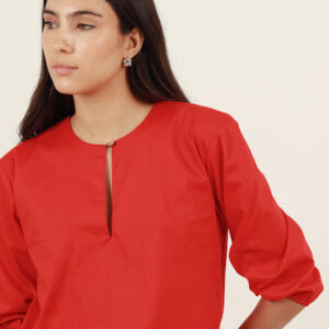 Blusa cuello redondo manga 3/4 globo