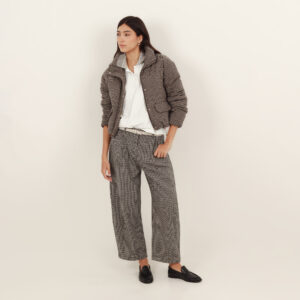 Pantalon barrel estampado cuadros bota recta tiro alto