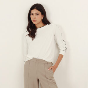 Blusa cuello redondo manga larga silueta fluida